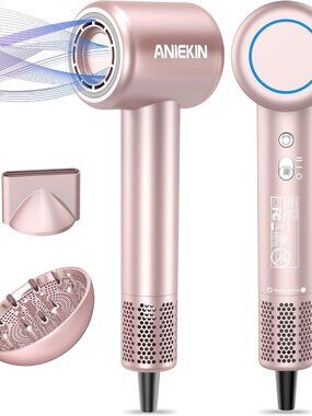 Aniekin Hair Dryer, High-Speed Ionic Low Noise Blow Dryer with Brushless Motor